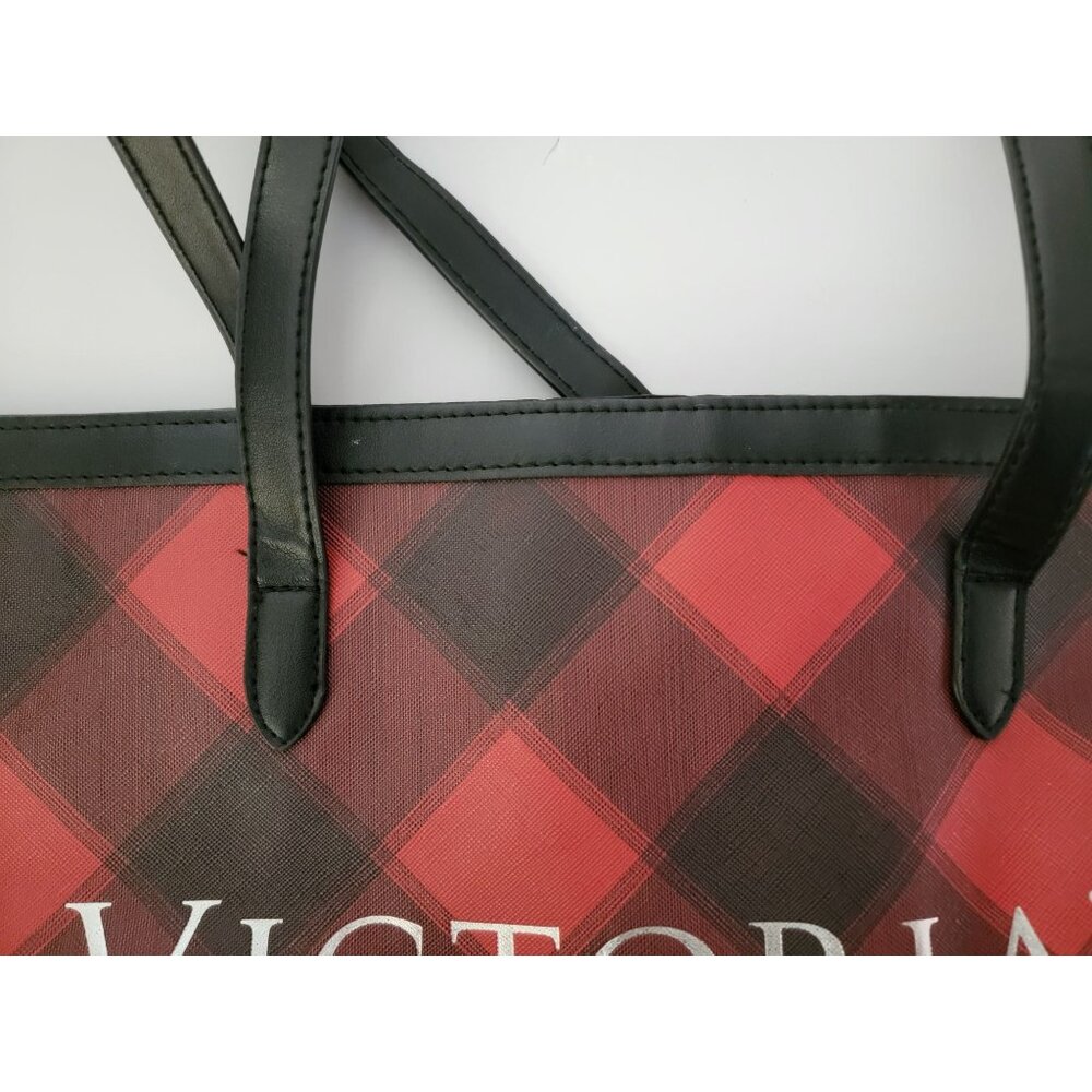Victorias Secret Red & Black Plaid Tote Bag - Picture 12 of 15